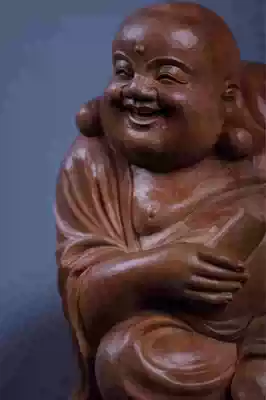 Indian old mountain sandalwood Buddha statue ornaments Maitreya Buddha living room porch dedicated to Guanyin Tathagara Sakyamuni wooden carving