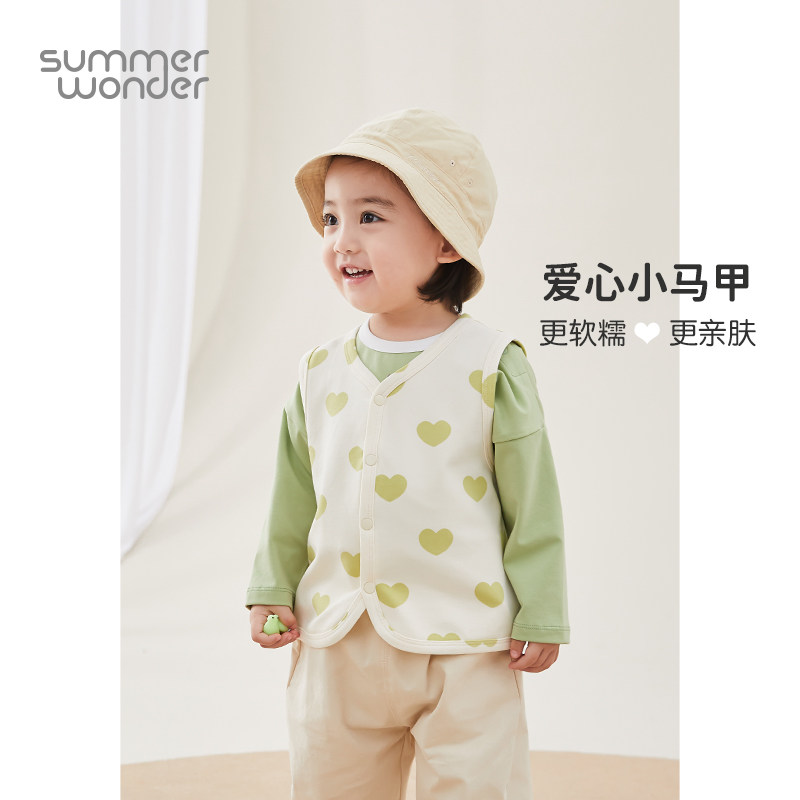 Summer-born male and female baby waistcoat 2022 Spring-autumn season outside wearing inner lap pure cotton baby boy vest foreign fashion