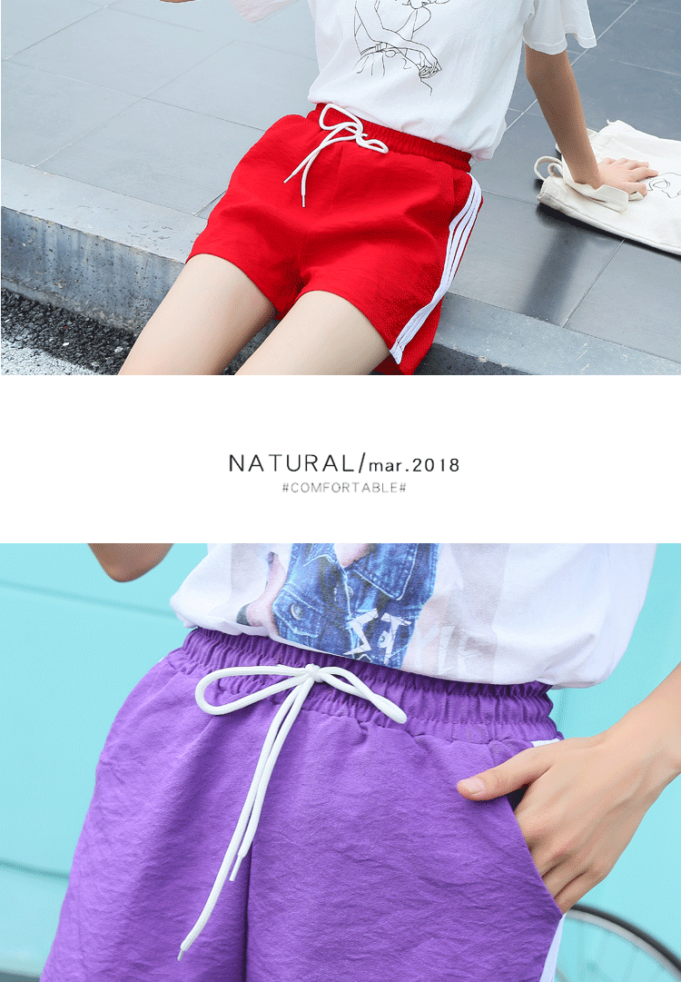 Thể thao quần short nữ mùa hè 2018 sinh viên mới Hàn Quốc phiên bản của hoang dã cao eo là mỏng kích thước lớn bông và vải lanh chân rộng ... thời trang công sở nữ
