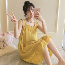 Pajamas women Summer cotton short-sleeved nightskirts thin cute students Korean version of pure cotton can wear home clothes women