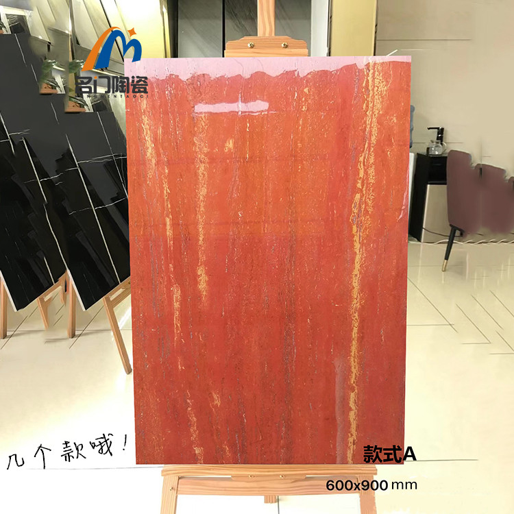 New fashion home red travertine 800 tiles modern style bright floor 60X90 red background wall tiles