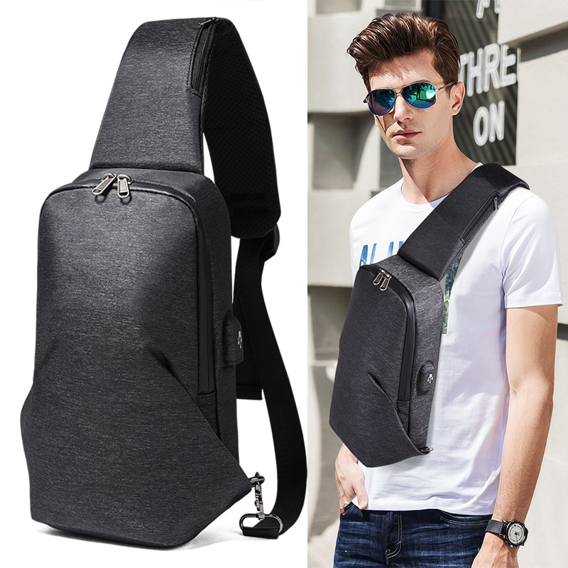 Fire Air New Men's Wave Cool Wind Chest Bag Single Shoulder Diagonal Satchel USB Charging Men's Bag Youth Sport Small