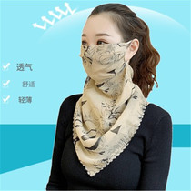  Summer new chiffon sunscreen mask female neck small silk scarf breathable mask outdoor cycling sunshade scarf veil