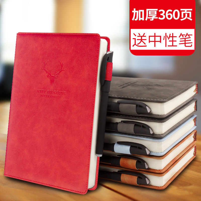 Love spring notebook simple college student literature and art exquisite thickening ins style retro Japanese and Korean ancient style high-end classroom notebook leather surface with label index thickening thick portable small mini