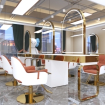 Hairdressshop Mirror Desk Cabinet Integrated Tide Beauty Hair Shop Bronzed desktop Mirror Hair gallery Special double-sided four-sided mesh red