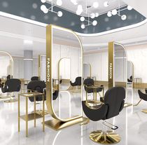 Net red hair salon special mirror table barber shop single-sided wall mirror led with lamp hair salon mirror double-sided landing