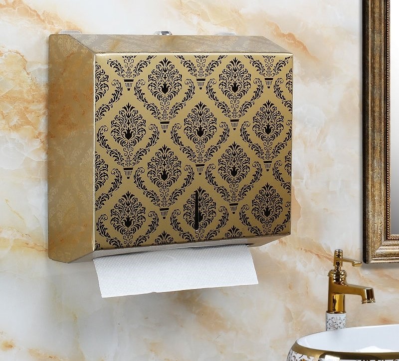 European-style toilet paper box Nordic style extra-large toilet stainless steel powder room toilet paper box wall-mounted toilet paper