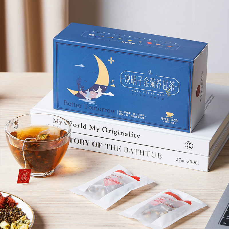 Small Bowl of Good Eating Semen Cassiae Chrysanthemum Nouri Tea Cassiae Semen Cassiae Burdock Root Osmanthus Honeysuckle Kudzuvine