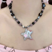 Y2K Millennial hot girl subculture necklace trendy niche personality design colorful beaded star note pendant necklace