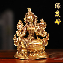 Buddhist supplies pure copper gilded Tibetan Tantric Nepal small Buddha Copper Green Tara Buddha