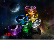 Crystal bowl transparent solid color glass colorful bowl water supply holy water cup Buddha bowl set of 7 (small size)