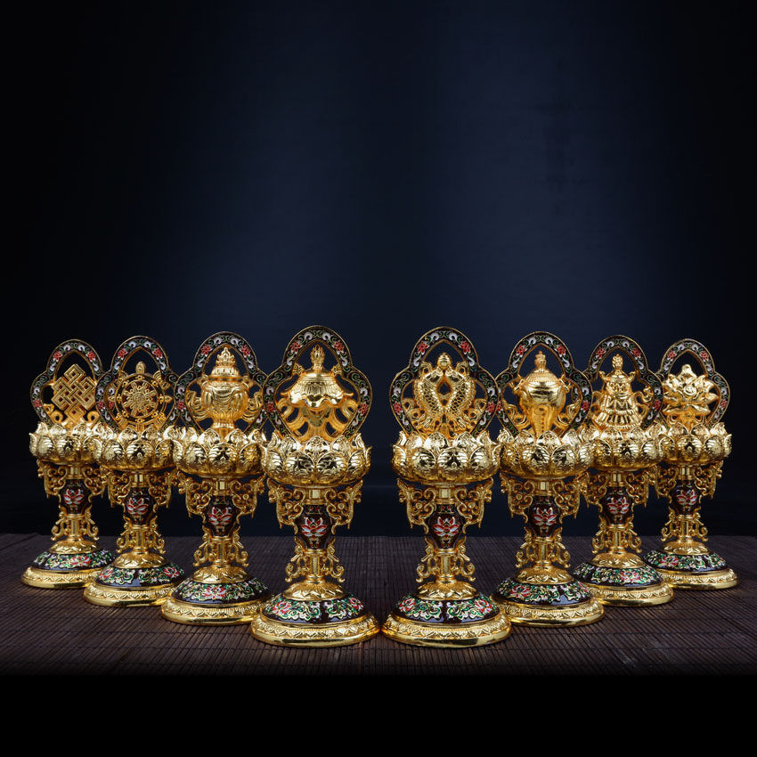 Buddhism three-dimensional high foot gilded painted lotus auspicious eight treasure Buddhist temple ornaments antique style three-dimensional sense
