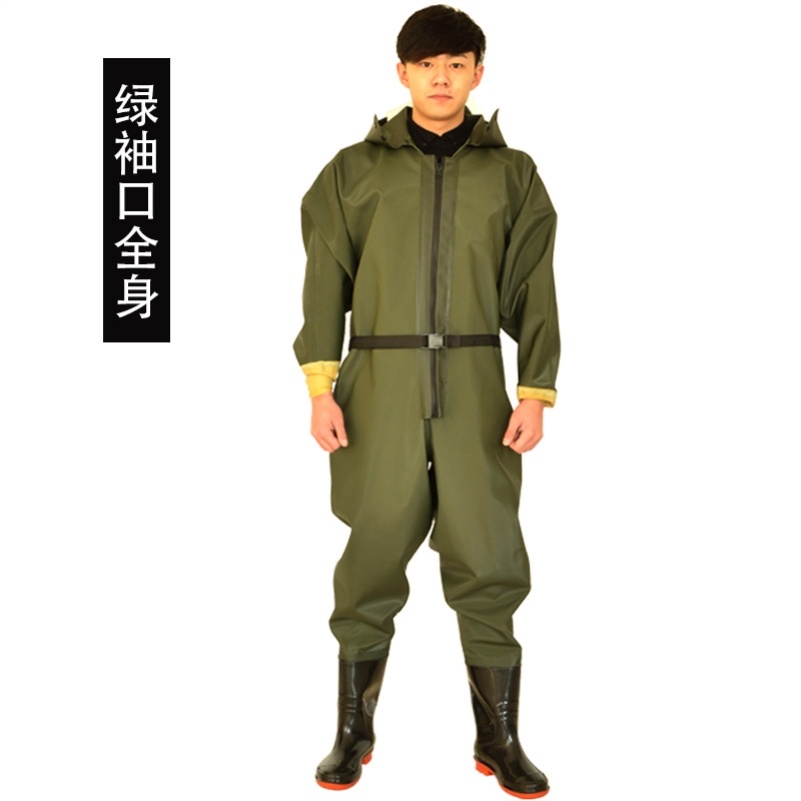 Water pants digging lotus root body one-piece rubber wear-resistant leather fork thickened with rain boots to catch fish leather fork pants water shoes jumpsuit
