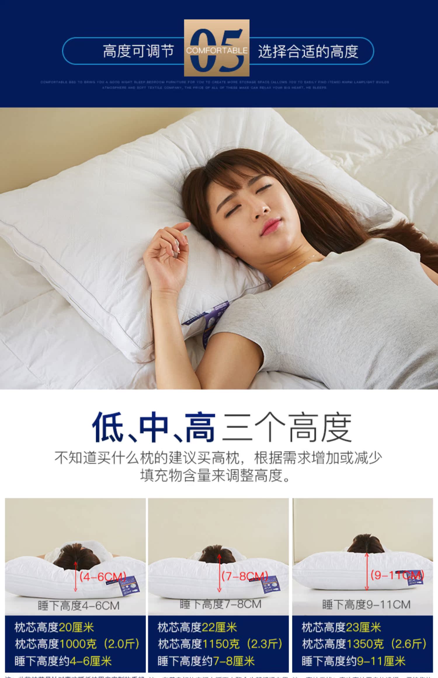 Khách sạn năm sao của Mỹ chăn bông lông nhung có thể giặt có thể điều chỉnh gối bông 48 * 74 đơn - Gối gối trúc điều hòa