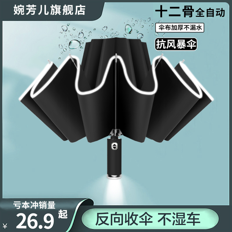 Fully automatic umbrella male and female folding large number on-board reverse shading umbrella clear and rainy sun protection UV sun-shading umbrella