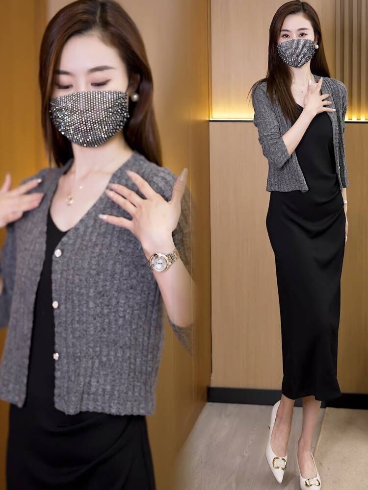 <!--针织开衫外套女毛衣2024新款初秋穿搭短款上衣长袖针织衫百搭外搭-->