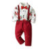 Nam bé Gentleman của Set Bow Knot Rose dài tay áo đỏ Dây đeo quần hai mảnh ăn mặc trẻ em. 