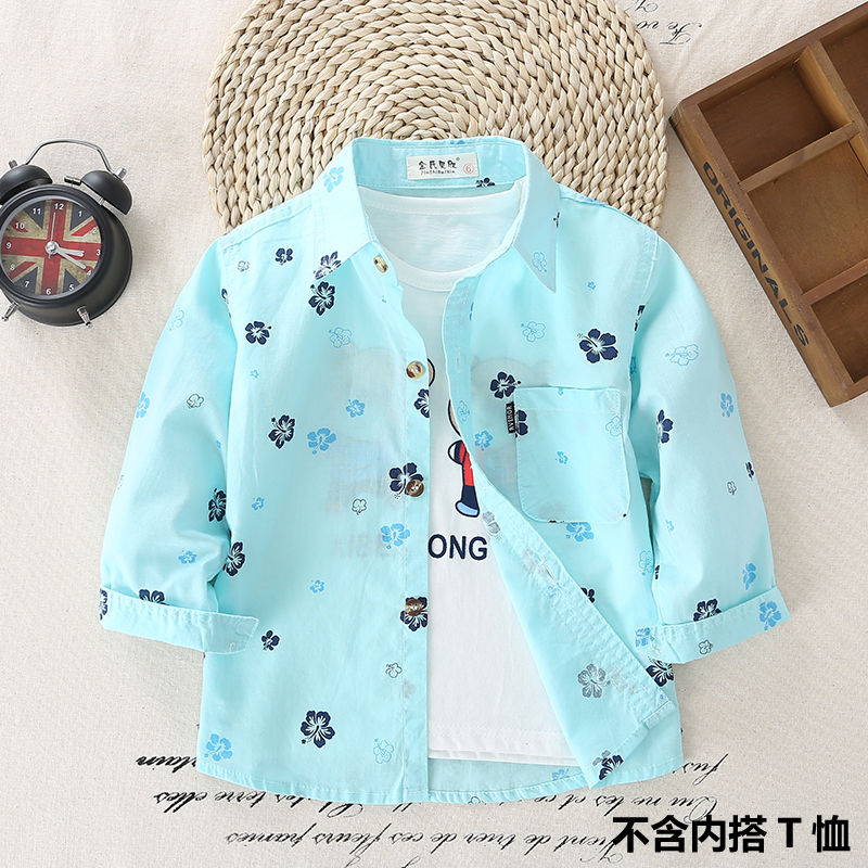 Chàng trai cotton dài tay áo mỏng mùa xuân và kẻ sọc áo bé đáy bé áo bé dưới trẻ em mùa thu.