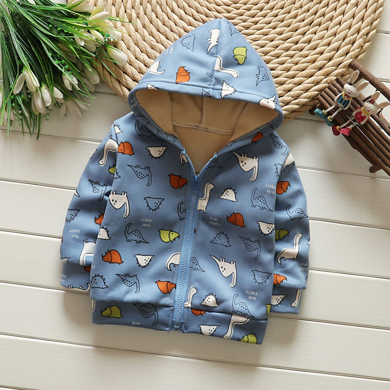 Trẻ em mùa xuân 2020 áo mới bé cộng với nhung mỏng trùm đầu áo khoác zip-up boy áo khoác nữ Hàn Quốc quần áo.