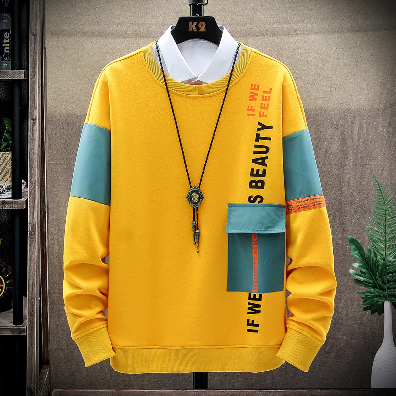 Fat boy sweater spring and autumn plus fertilizer to increase fat boy 12-15 years old middle and big boy junior high school student loose shirt male