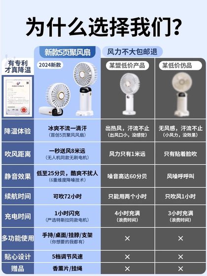 2025新款手持小风扇usb迷你小型制冷空调办公室桌面电风扇便携式挂脖夏天降温神器静音充电款宿舍学生