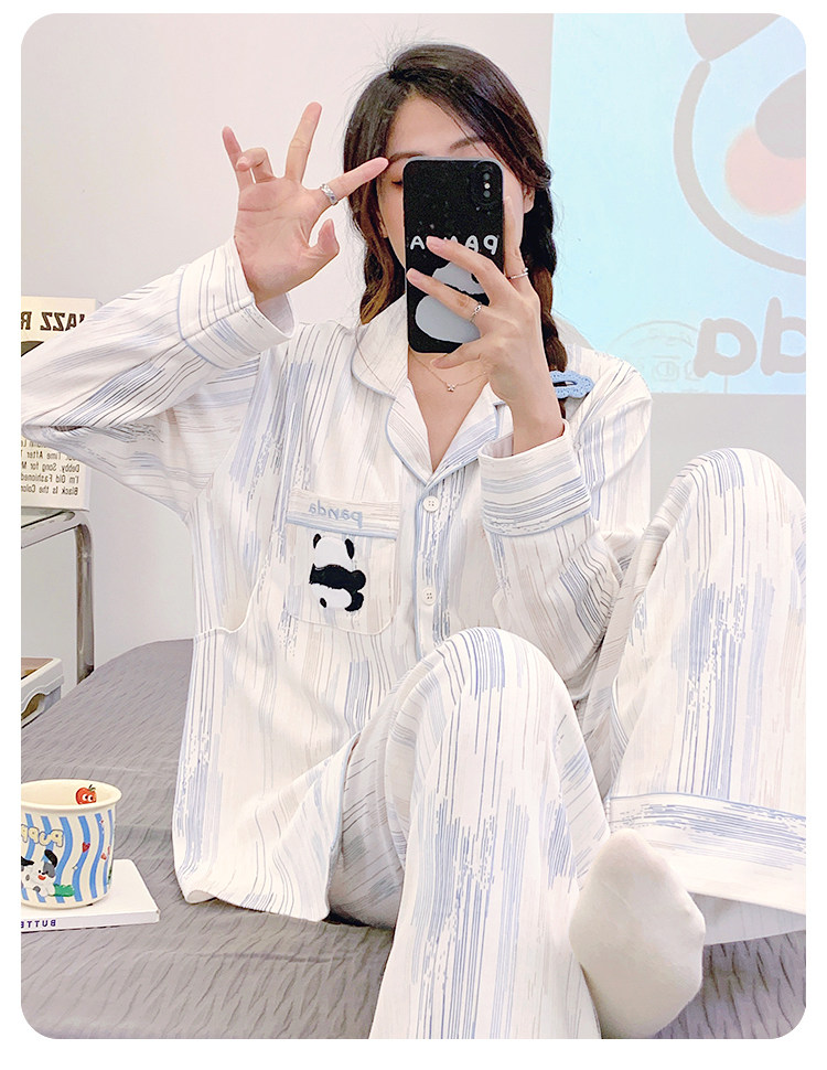 带胸垫纯棉月子服春秋款产后产妇孕妇睡衣哺乳5月份6夏季薄款喂奶 — 8