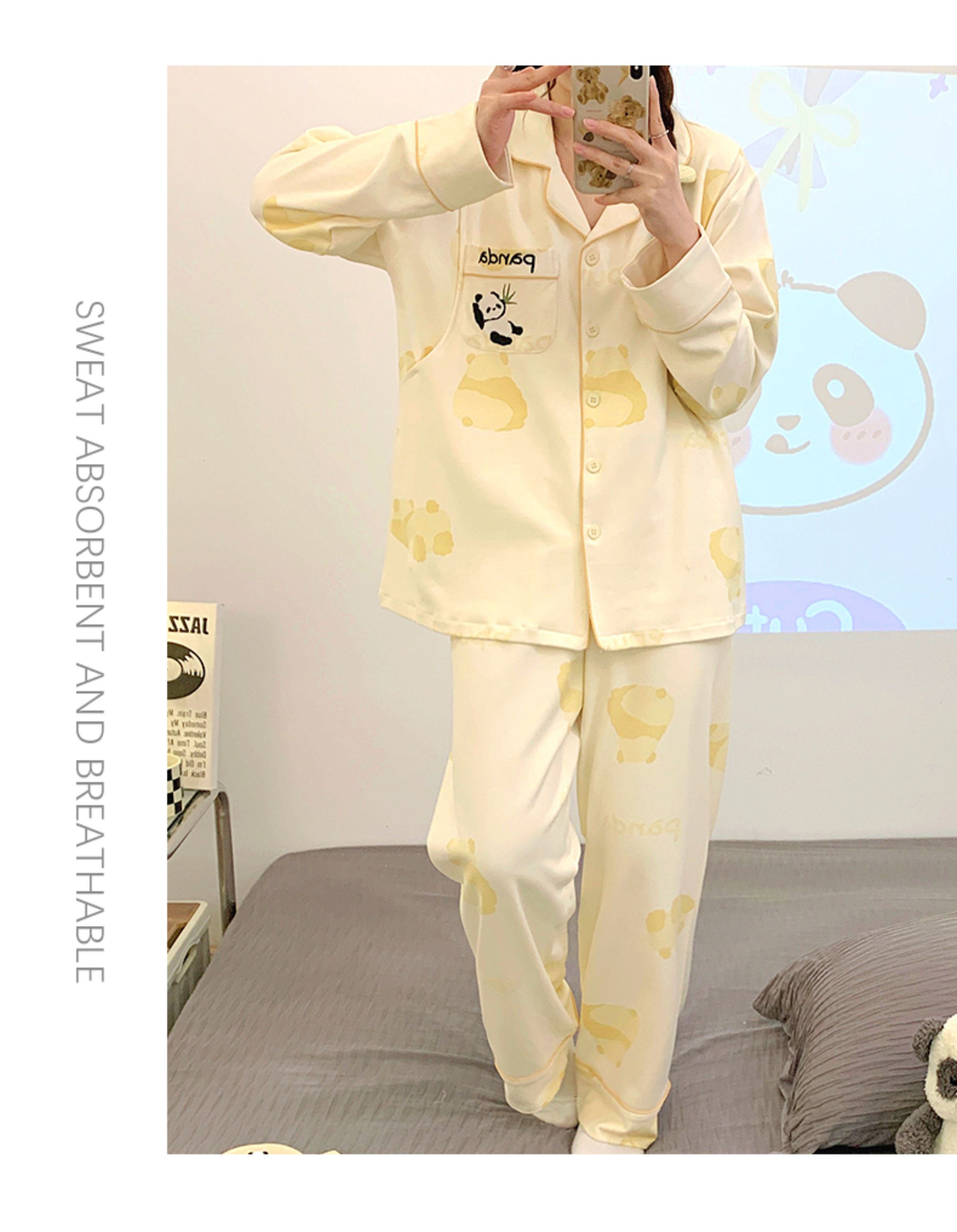 带胸垫奶香风纯棉月子服春秋季产后产妇孕妇睡衣夏薄款哺乳喂奶衣 — 7