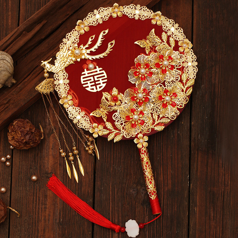 Ancient wind tuan fan double-sided finished bride wedding ceremony fan wedding fan wedding fan Chinese female show he dress handmade bouquet
