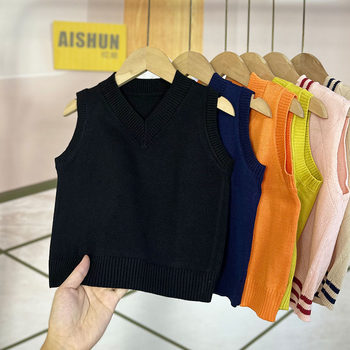 College knitted cotton spring and autumn handsome vest sweater