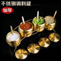 Seasoning jar Stainless steel seasoning storage box Nordic style household sugar cup salt jar set Seasoning bottle ingredient box