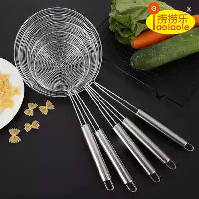 Xiaoqing 304 stainless steel large colander hot pot hot vegetable basket kitchen noodles spoon fried mesh sieve filter