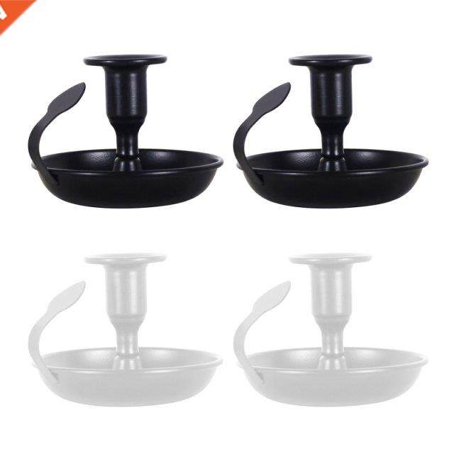 2pcsRetroBlackIronCandlestickHdersCandlelightCandle