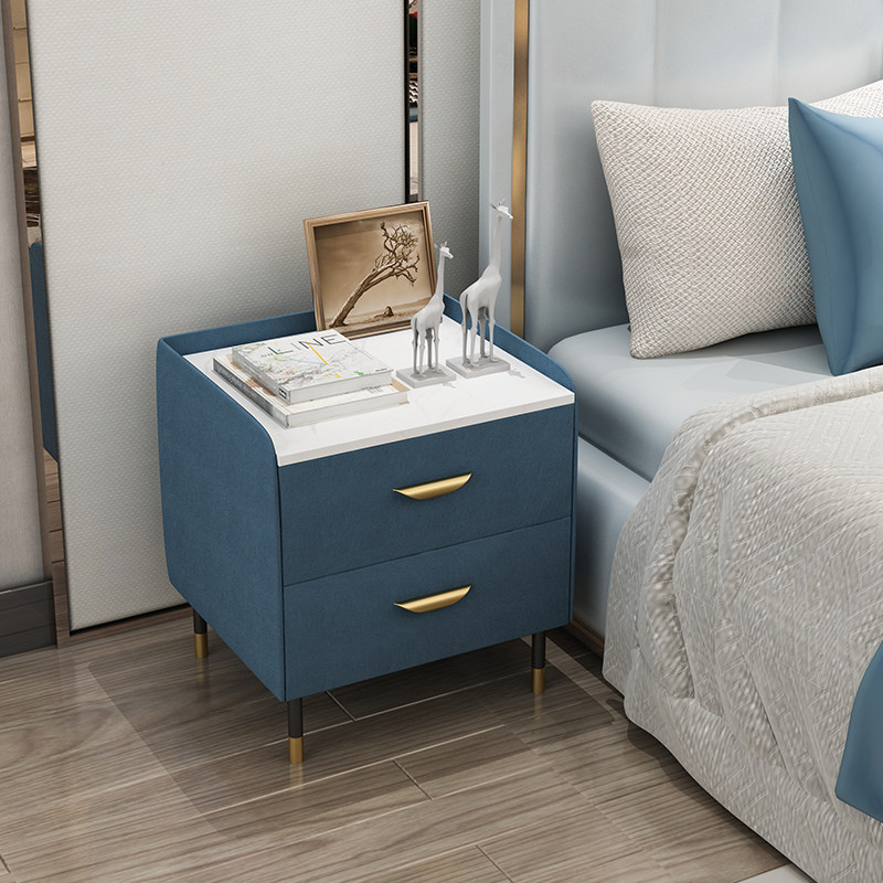 2021 new bed cabinet storage cabinet free installation rock board blue 45cm simple modern light luxury net red bedroom