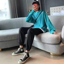 Sports pants woman loose bunches 2020 new spring and autumn thin section straight cylinder 90% small subpure cotton casual light cage pants