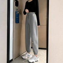 Gray sweatpants Spring and autumn loose beam feet thin casual pants straight tube tide in small lamps pants