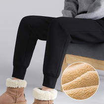 Plus velvet padded sweatpants womens autumn and winter wear lamb cashmere pants high waist casual loose Harlan warm pants