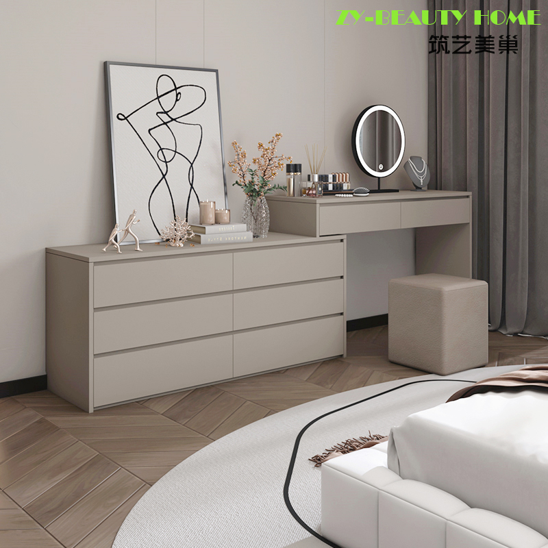 Bedroom modern minimalist cream Wind desk Tail Makeup Six Bucket Dressers Dresser Incorporate corner telescopic Intake-Taobao