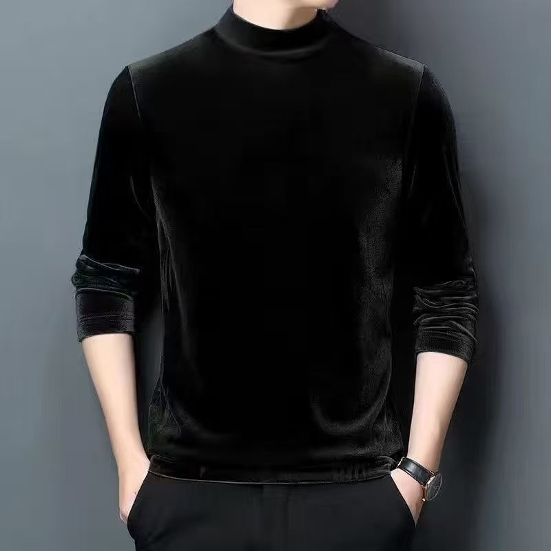 Autumn Men's Velvet Sweatshirt Trendy Stylish Base Shirt Men's Casual Top Round Neck Long Sleeve T-Shirt
