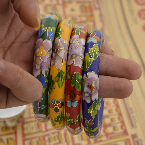 程老师收藏老货 正宗北京景泰蓝圆棍手镯 女士复古宫廷风镯子手饰