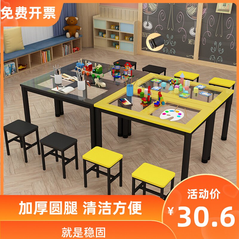 Thickened Round Leg Rounded Corner Toddler Drawing Table Training Fine Art Painting Table Calligraphy Table Desk Painting Room Table And Chairs