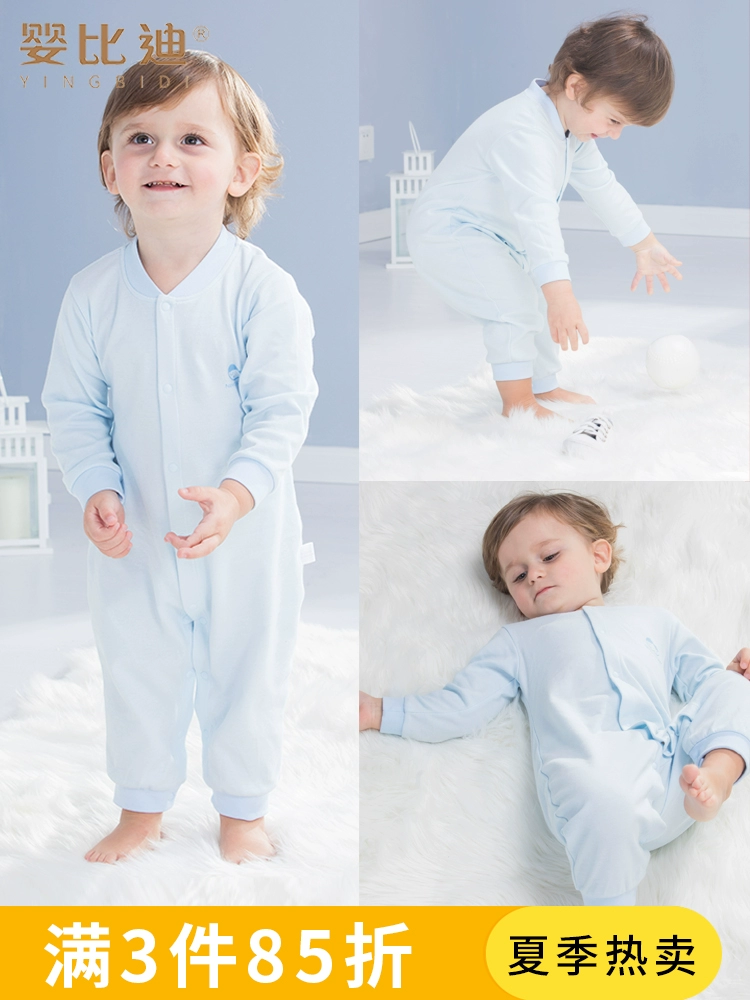 Áo liền quần cho trẻ sơ sinh dài tay cotton romper đồ ngủ bé gái quần áo sơ sinh nam 0-3 tuổi 2 mùa xuân và thu - Áo liền quần