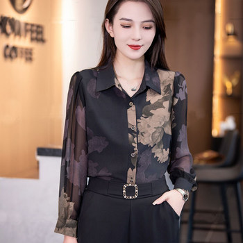 2025 early autumn new printed women's shirt tops