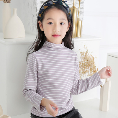 【百搭】条纹女童半高领打底衫