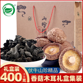 Bear Ear Green Source Dried Shiitake and Fungus Gift Box, Specialty from North and South, Farmhouse-Produced Soup Ingredients 400g, New Stock