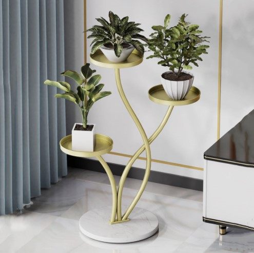 Flower Shelf Indoor Floor Landing Style Multilayer Modern Light Lavish Superior Plant Shelf Green flower pots shelf-Taobao next to TV cabinet