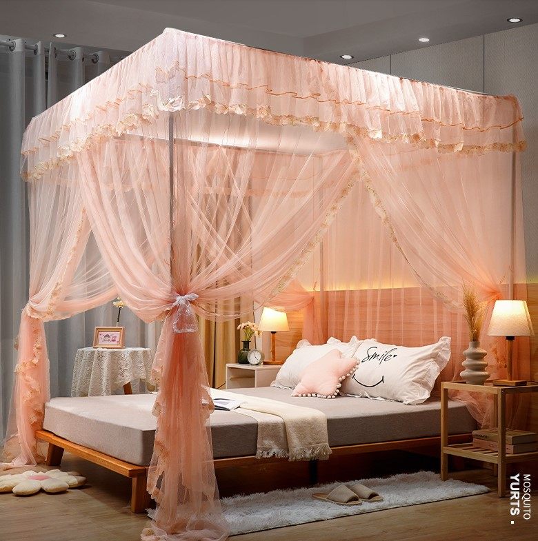 Mosquito nets Home 2021 New thickened encrypted landing Bedrooms Princess Wind palace Three-door tattocks convenient to unpack