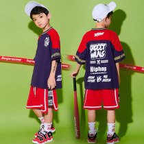 New childrens hip-hop clothing Childrens Korean version of hiphop handsome clothes Summer boys hip-hop suit hip-hop trend