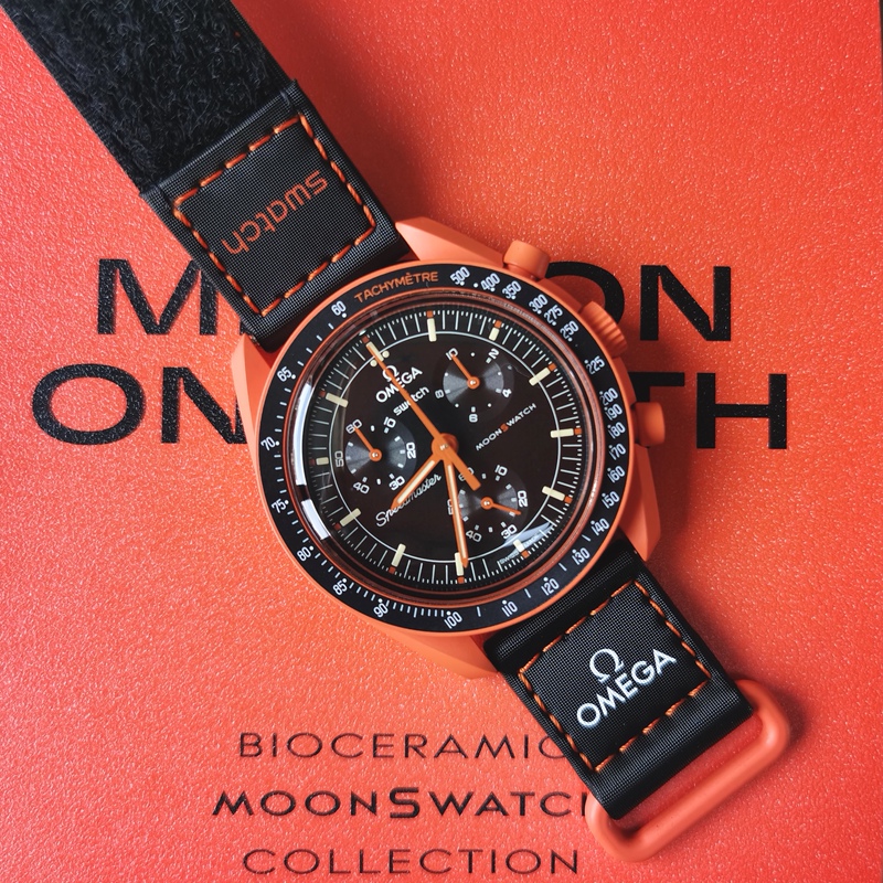 Swatch Omega Co-Branded Speedmaster Omega Swatch Genuine New Model Volcanic Lava Orange Watch