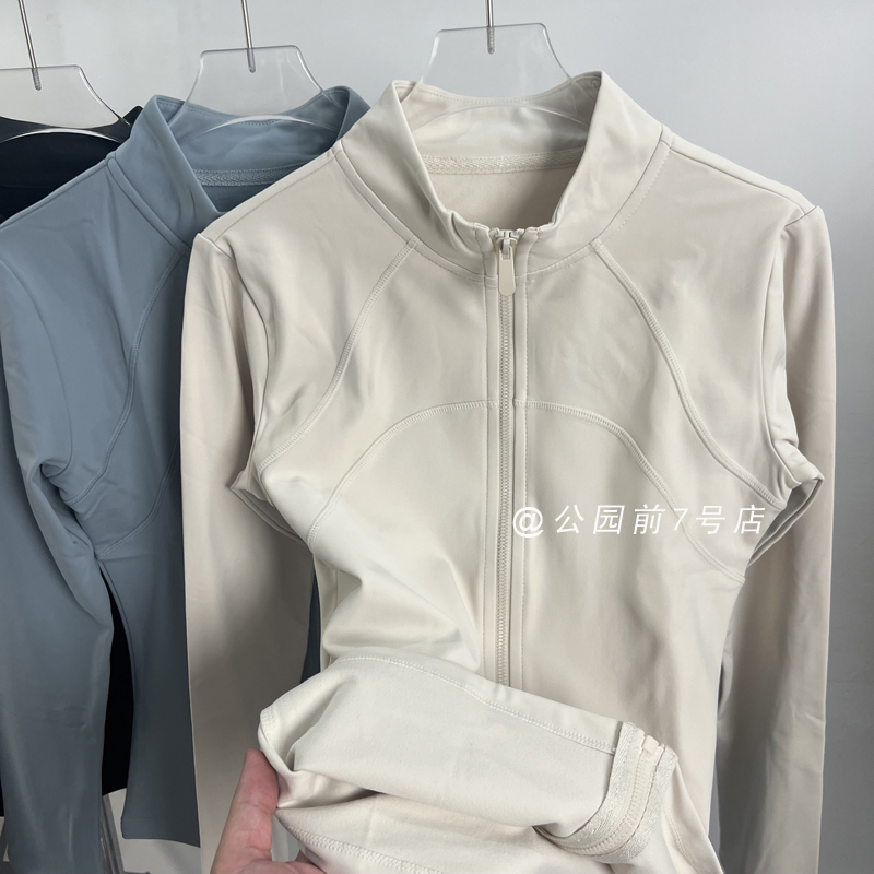Fengnuan Xianyuanli Autumn and Winter Fleece-Lined Stand Collar Long Sleeve Zipper Jacket Warm Breathable Sports Yoga Cardigan Top