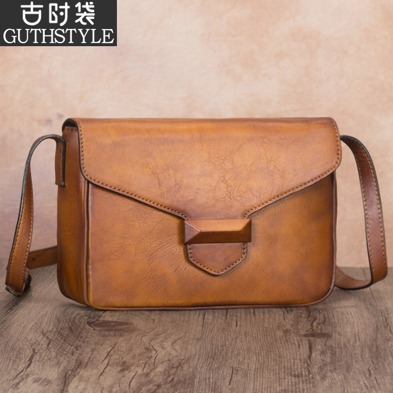 Retro bag headlining Bull Leather Genuine Leather Girl Bags Slanted Satchel Bag Woman Single Shoulder Bag Woman Handbag 2022 new